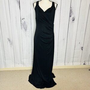NWT Lauren Ralph Lauren Evening Dress Beaded Strap Sleeveless Long Sz 18 Black